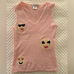 Pink Sleeveless Top with Emoji Patches